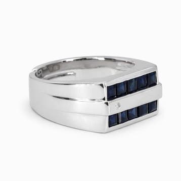 Sans prix de réserve - Bague Plaqué or Saphir - Diamant -