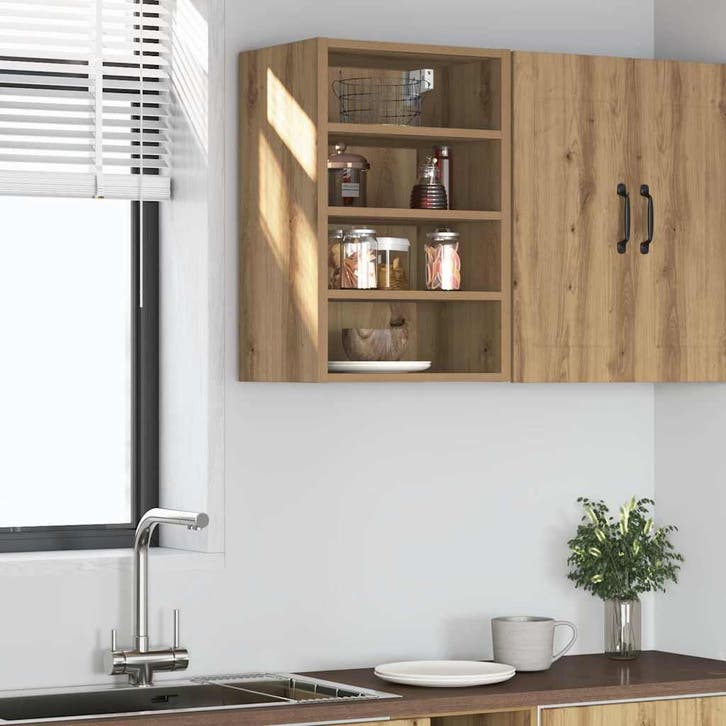 vidaXL Bovenkast Riga 40x29,5x60 cm bewerkt hout artisanaal, Huis en Inrichting, Kasten | Overige, Nieuw, Verzenden