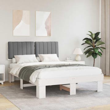 vidaXL Bedframe met Gevoerde Hoofdbord Lichtgrijs 140 x 190, Verzenden, Nieuw
