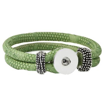 Fako Bijoux - Armband Voor Click Buttons - Slang - Groen, Verzenden