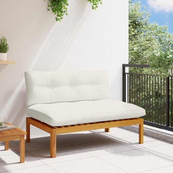 vidaXL Tuinstoel Midden Natuurlijk en Crème Wit Acaciahout, Verzenden