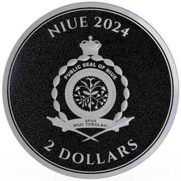 1 Troy Ounce - Zilver .999 - 2024 1oz Niue $2 NZD Bitcoin