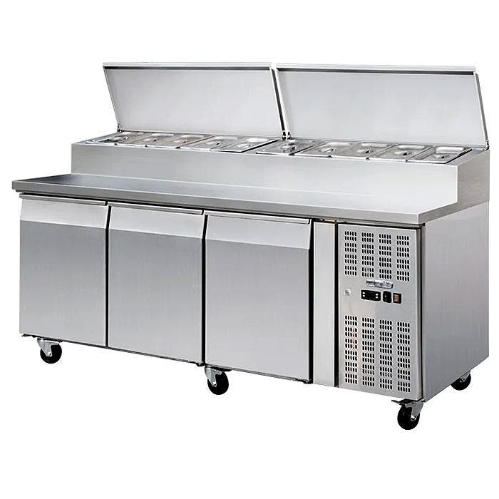 Saladette - 3 deuren | 2020 x 800 mm | 10 x GN1/3 | +2° tot, Zakelijke goederen, Horeca | Keukenapparatuur, Koelen en Vriezen