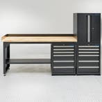 Datona Werkbank 200 cm 1 kast deuren 2 kast lades bamboe -, Doe-het-zelf en Bouw, Werkbanken, Ophalen of Verzenden, Nieuw