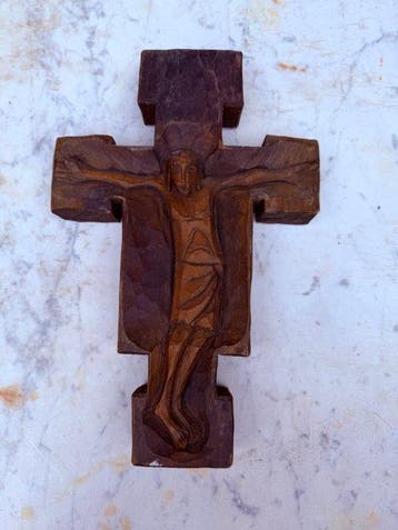Crucifix - Hout - 1960-1970 - Handgesneden Camuno - 30 cm