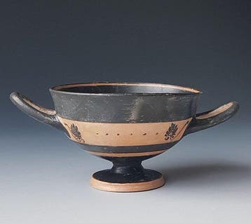 Zolder Terracotta zwartfigurige bandversierde skyphos,