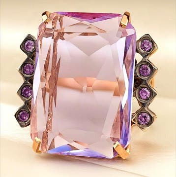 Zonder minimumprijs - Ring - 9 kt. Roségoud, Zilver Amethist, Nieuw
