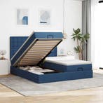 vidaXL Ottoman bed met matrassen 180x200cm stof blauw, Verzenden