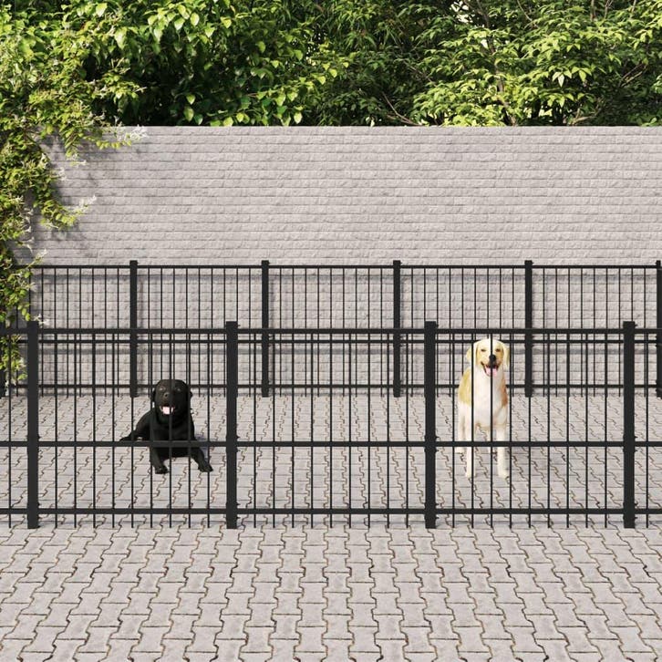 vidaXL Hondenkennel voor buiten 18,82 m² staal, Animaux & Accessoires, Caisses pour chiens, Envoi