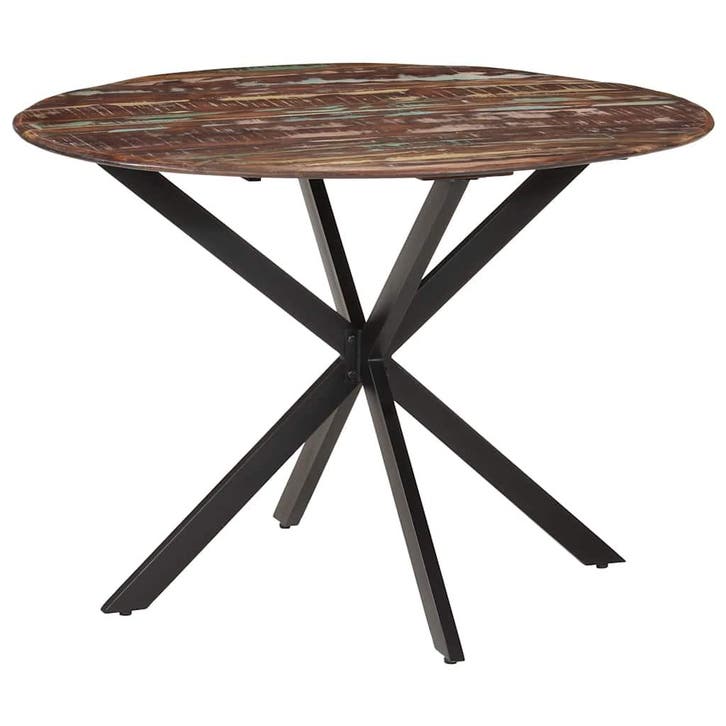 vidaXL Eettafel Ø110x78 cm massief gerecycled hout en staal, Huis en Inrichting, Tafels | Eettafels, Nieuw, Verzenden