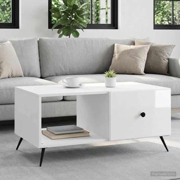 vidaXL Salontafel Hoogglans Wit 90 x 50 x 40 cm Bewerkt hout, Verzenden