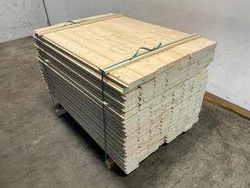 Veiling - 60x Vuren blokhutprofiel mes- en groef 119x14,5x4,, Doe-het-zelf en Bouw, Nieuw