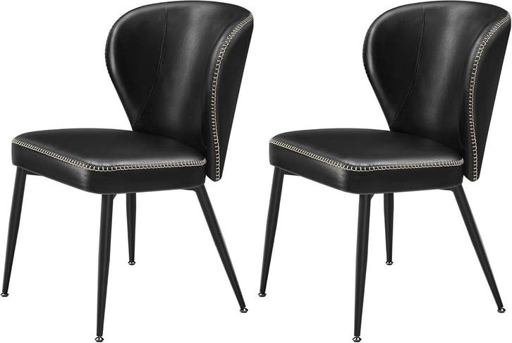 2x Eetkamerstoelen - kuipstoelen - kunstleer met stiksels -, Huis en Inrichting, Stoelen, Verzenden
