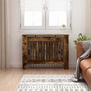 vidaXL Radiator Cover Gerookt eiken 112 x 19 x 81,5 cm, Verzenden