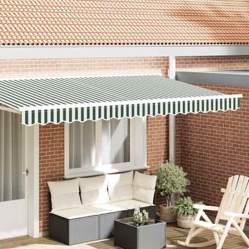 vidaXL vervangende markies volant Groen en Wit 4 m Polyester, Verzenden