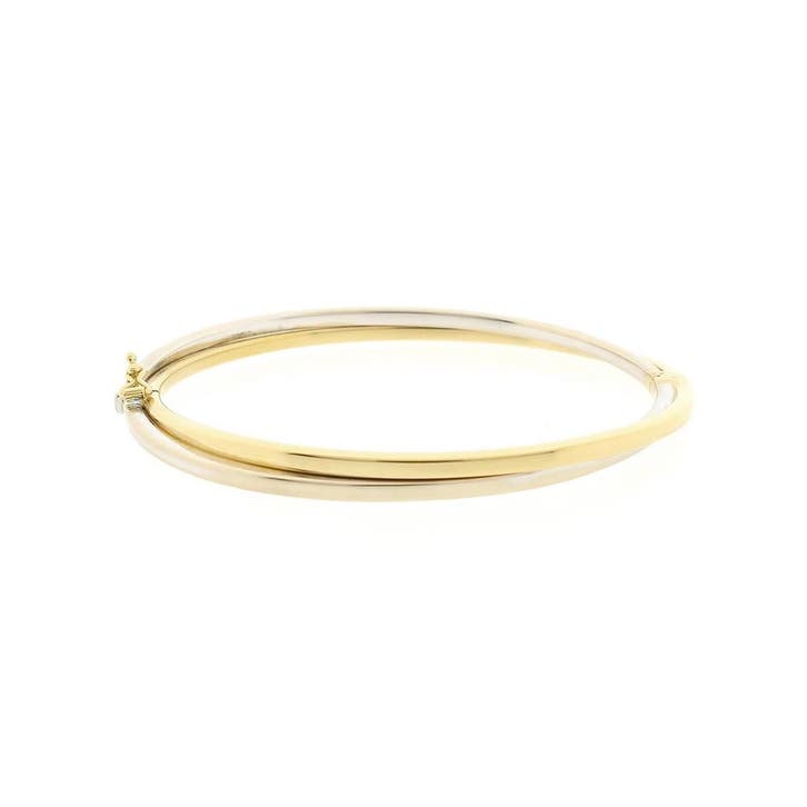 Bicolor gouden slavenarmband; Maat M/L, Handtassen en Accessoires, Armbanden, Goud, Gebruikt, Goud, Ophalen of Verzenden