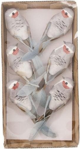Vogeltjes op clip Lichtgrijs 12,5x3,5x3,5 cm 6 stuks, Hobby & Loisirs créatifs