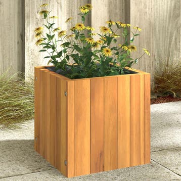 vidaXL Plantenbak 25x25x25 cm massief acaciahout, Tuin en Terras, Verzenden, Nieuw