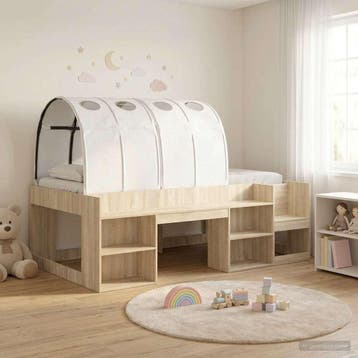 vidaXL Bedframe met Tunnel 3 st Sonoma eiken en wit Bewerkt, Verzenden