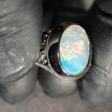 Bague Chevalière argent s925 opale australienne CP Bijoux-