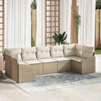 vidaXL Bankstel met kussen 7 pcs Beige poly rattan, Verzenden, Nieuw