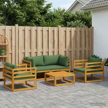 vidaXL 5-delige Tuin Lounge Set Modular Naturel Massief, Verzenden, Nieuw