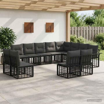 vidaXL Buiten bank set 12 st Zwart en Donker Grijs Polyester, Verzenden
