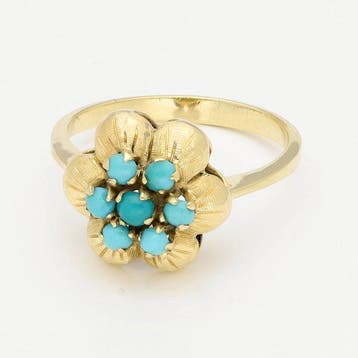 Ring - 18 karaat Geel goud - Turquoise