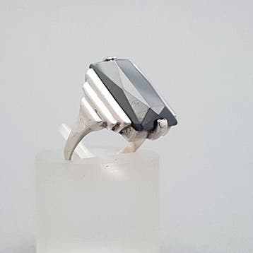 Zilver, Art Deco, Hematiet - Ring