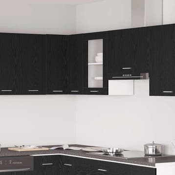 vidaXL Hangglaskast Zwarte Eik 40x31x60 cm Engineered Hout, Huis en Inrichting, Verzenden, Nieuw