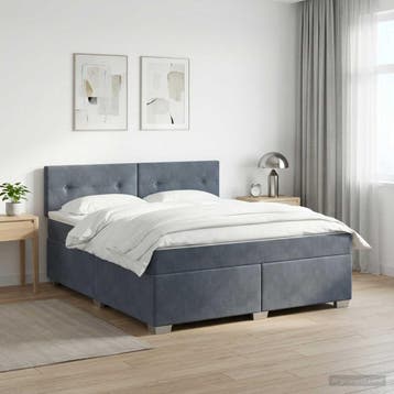 vidaXL Boxspringbed met matras en LED Donkergrijs 140 x 190, Verzenden, Nieuw