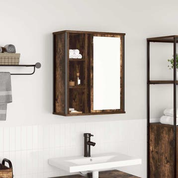 vidaXL Badkamerwandkast met spiegel 50x21x60 cm gerookt, Huis en Inrichting, Tafels | Kaptafels, Verzenden, Nieuw