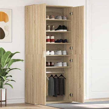 vidaXL Schoenenkast 80 x 39 x 178 cm Bewerkt hout Sonoma Eik, Verzenden