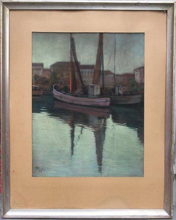 Fritz Fostel (1930-1940s) - Sailing boats in the harbour of