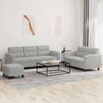 vidaXL 3-delige Loungeset met kussens microvezelstof, Verzenden, Nieuw