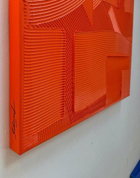 Sarah Schwarzl - Frequency VERMILION (Frame included), Antiquités & Art, Art | Peinture | Moderne