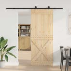 vidaXL Schuifdeur NARVIK Naturel en Zwart 90 x 210 cm (213,5, Doe-het-zelf en Bouw, Verzenden, Nieuw