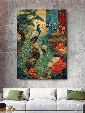 Shayer - Peacocks of the Imperial Garden - XL - 60x80cm -, Antiek en Kunst