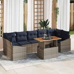 vidaXL Tuinbank Set met opslag 8 pcs Grijs Poly rattan, Verzenden