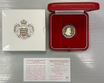 Monaco. 2 Euro 2024 500 Ans du Traité de Burgos - Charles, Postzegels en Munten