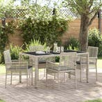vidaXL Tuin Eettafel Set 5 pcs Lichtgrijs poly rattan, Verzenden