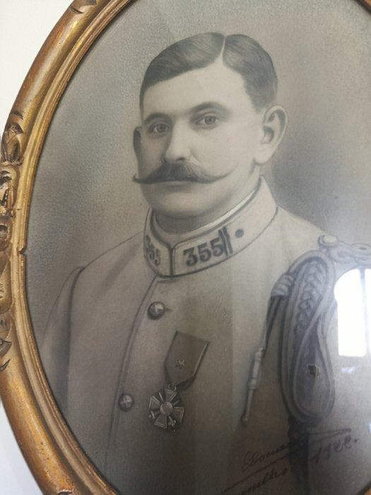 Fotolijst - Hout - Groot militair portret, Antiek en Kunst, Curiosa en Brocante