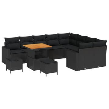 vidaXL Tuinbank Set 13 st 10-Aantal zitplaatsen Zwart poly, Verzenden, Nieuw
