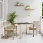 vidaXL Tuin Eettafel Set 3 pcs Beige poly rattan, Verzenden, Nieuw