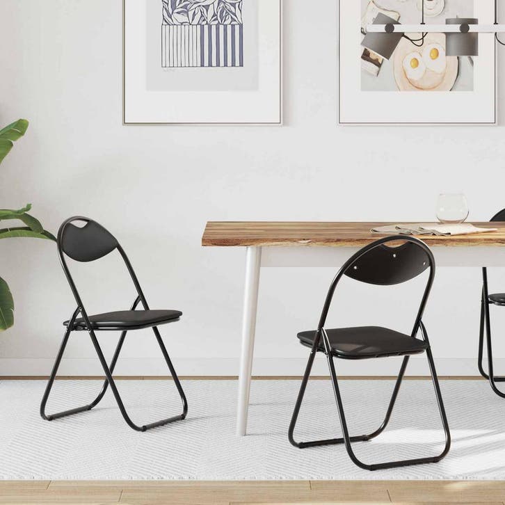 vidaXL Inklapbare stoel 2 pcs Zwart 48 x 43,5 x 81 cm, Maison & Meubles, Chaises, Envoi