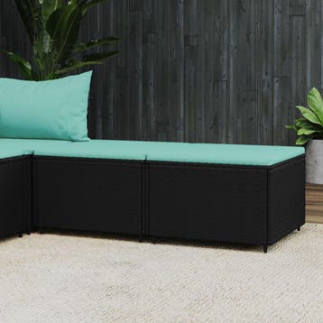 vidaXL Voetensteunen 2 st met kussens poly rattan zwart, Verzenden