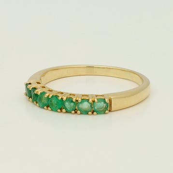 Bague - 18 carats Or jaune - émeraude, Handtassen en Accessoires, Ringen, Nieuw