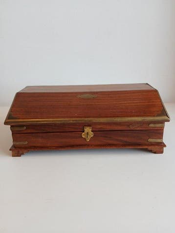 Doos - Hout, Messing - Geen reserveprijs!, Antiek en Kunst