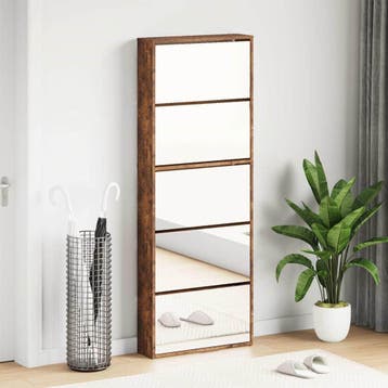 vidaXL Schoenenkast met spiegel 5-laags 63x17x169,5 cm, Verzenden, Nieuw