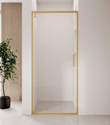 Douchewand Seattle 80 x 190 cm Goud – Transparant 8 mm, Verzenden